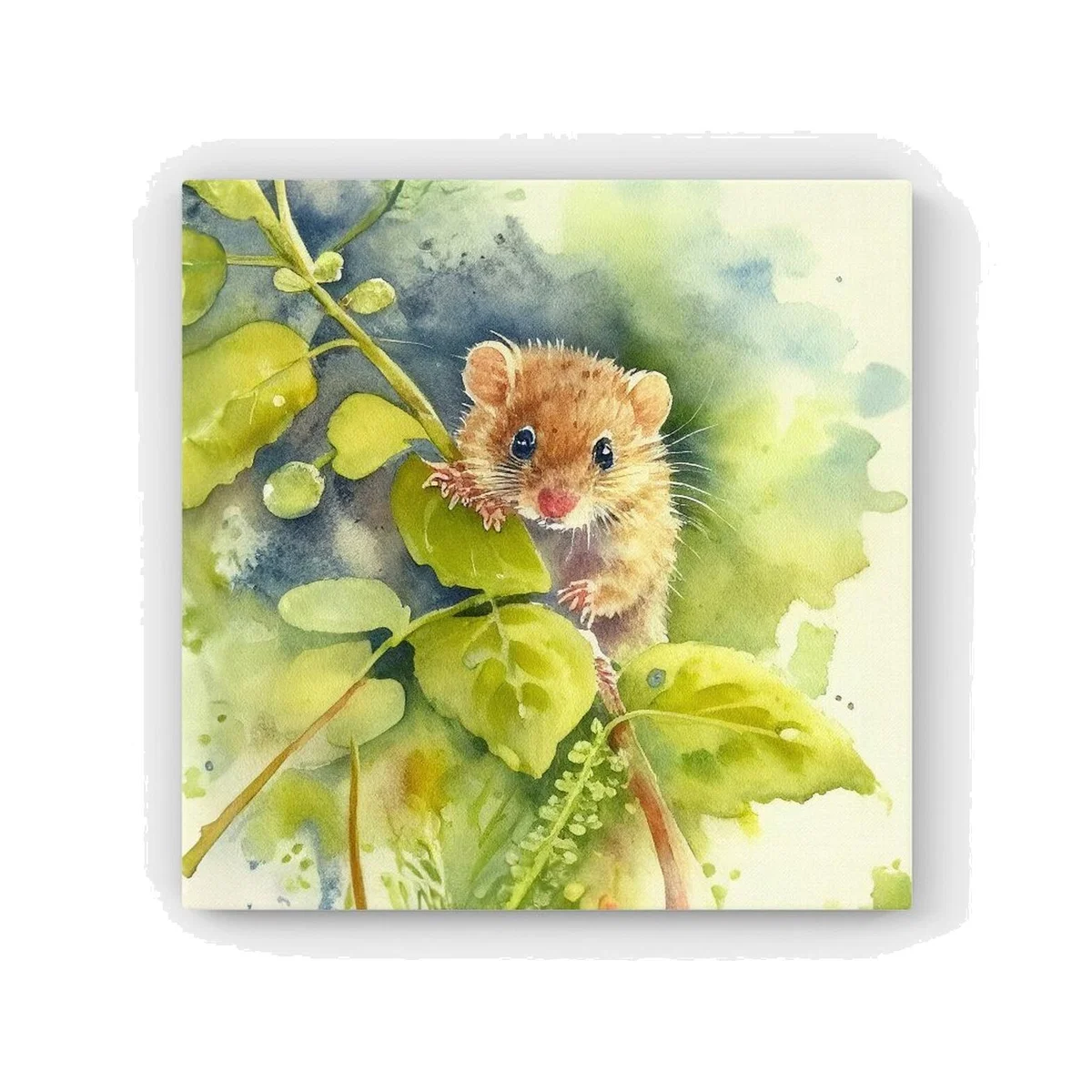 Dormouse Watercolour HD Metal Print - Brown / 40cm