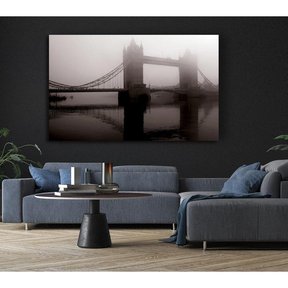 London Tower Bridge Mist Canvas Print Wall Art - Yellow / 81.28cm – image 5