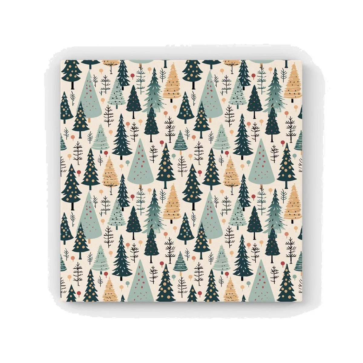 Boho Inspired Christmas Tree Pattern HD Metal Print - Green / 40cm