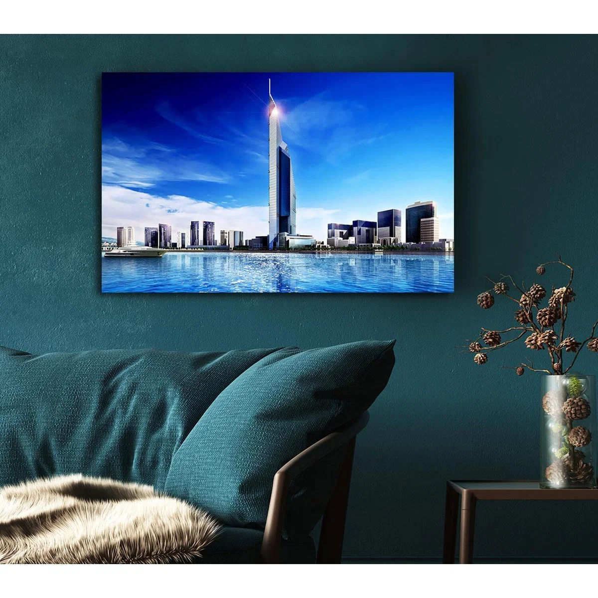 Burj Dubai Skyscraper Canvas Print Wall Art - Yellow / 50.8cm – image 4