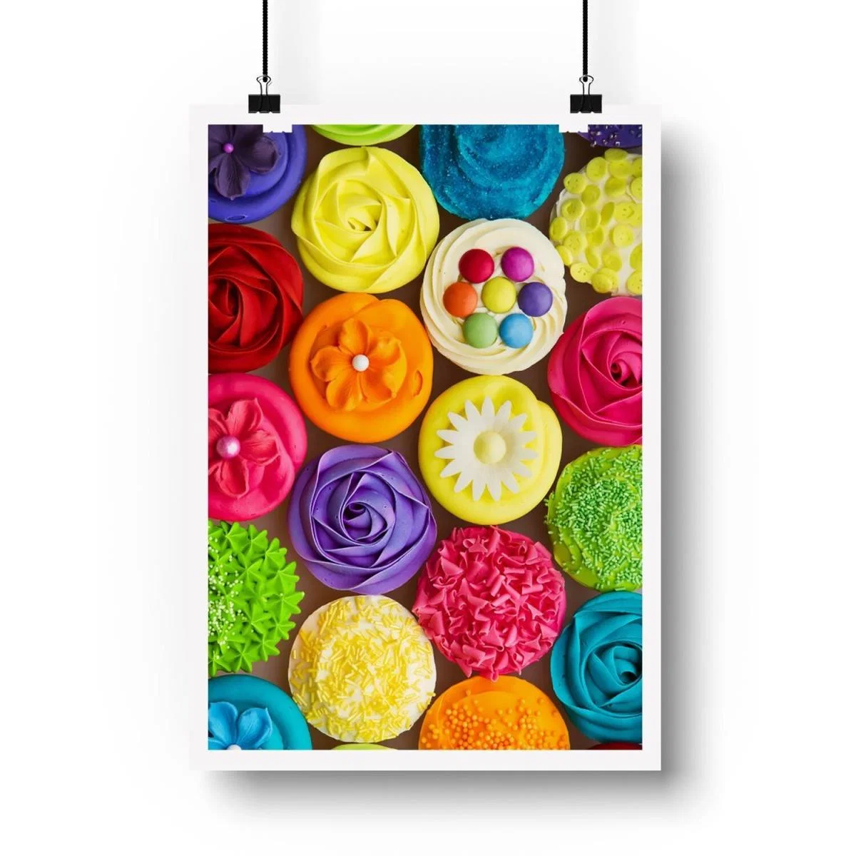 Bright Colourful Cupcakes Art Print - Red / 59.4cm – image 2