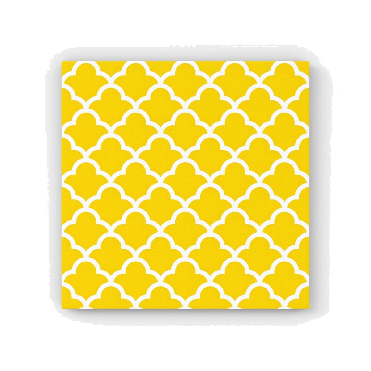 Geometric Yellow Quatrefoil Wave Canvas Print - Yellow / 25.4cm
