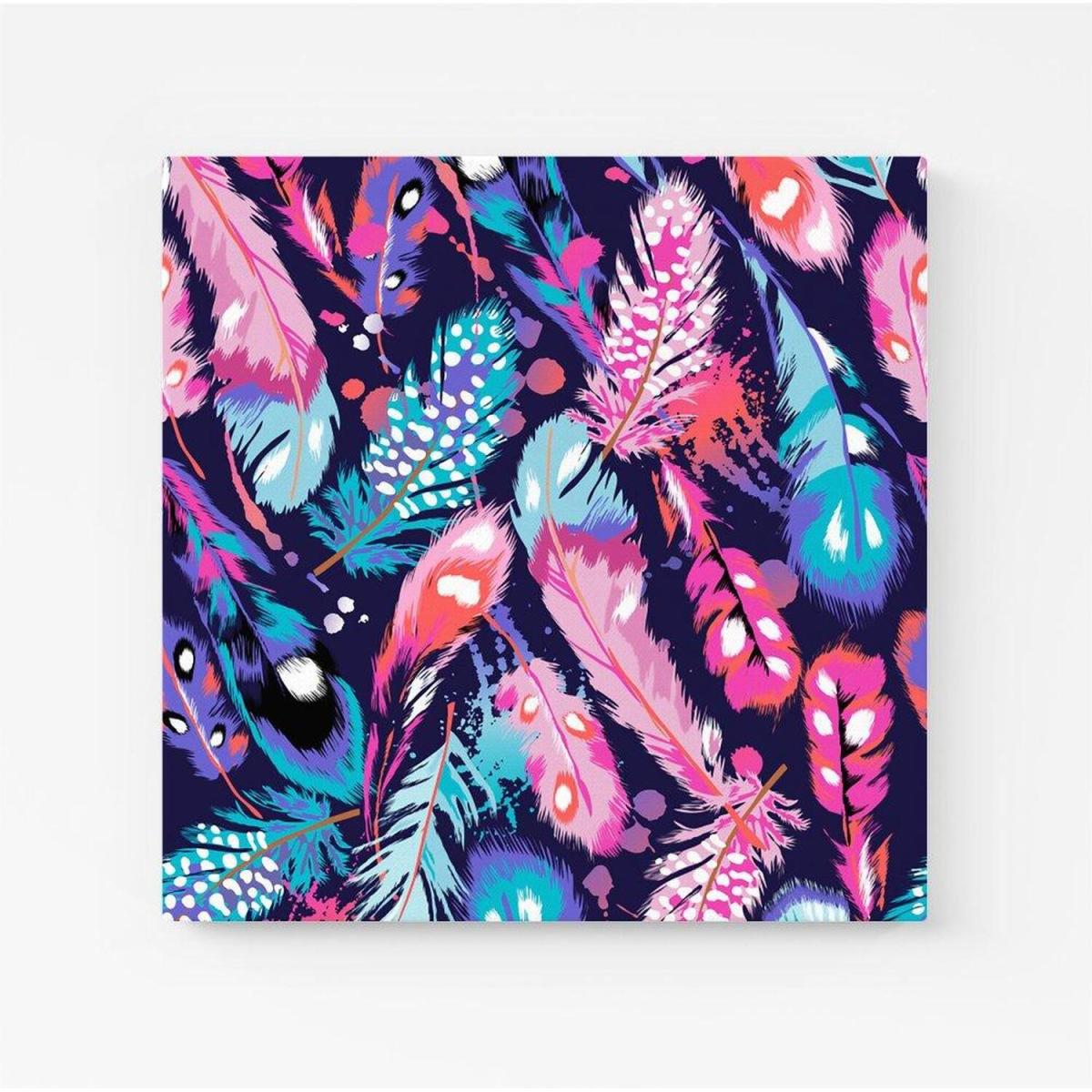 Beautiful Colourful Feathers Canvas Print - Pink / Small – image 2