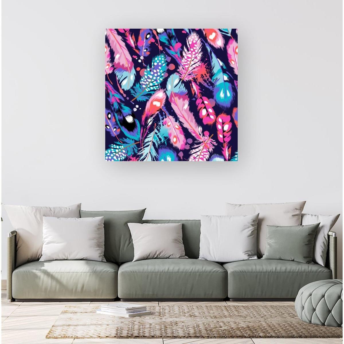 Beautiful Colourful Feathers Canvas Print - Pink / Small – image 3