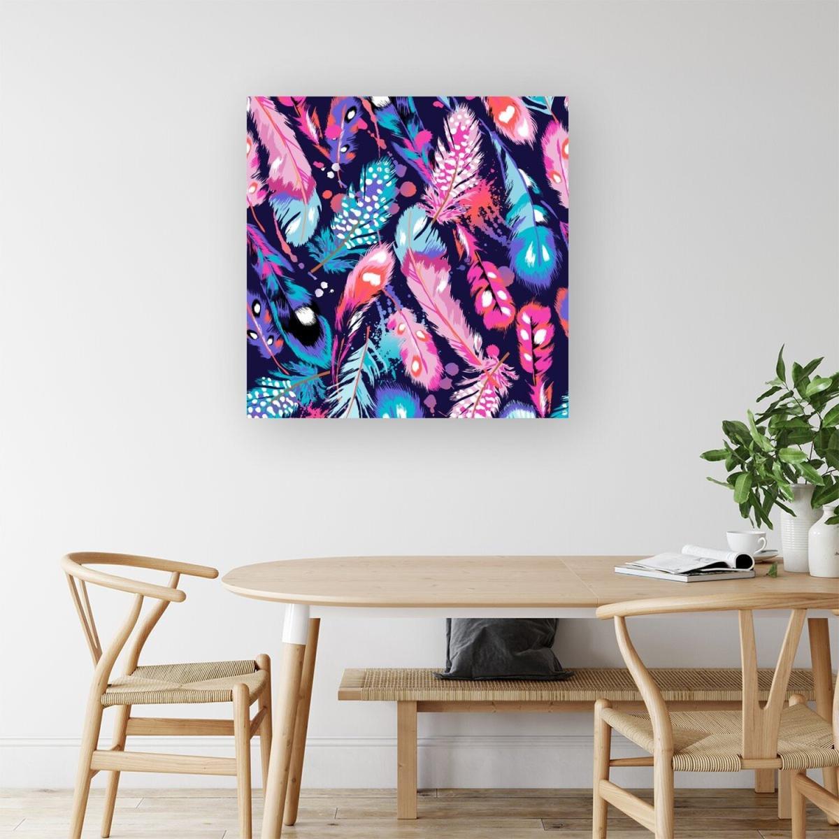 Beautiful Colourful Feathers Canvas Print - Pink / Small – image 4
