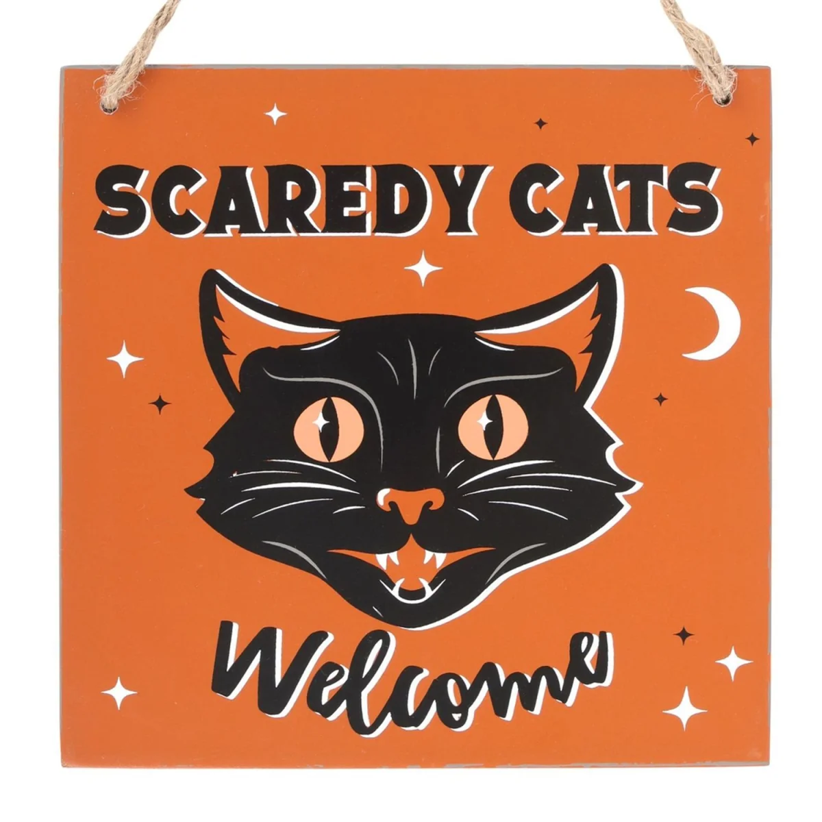 Something Different Scaredy Cats Welcome Hanging Plaque - Orange/Black – image 2