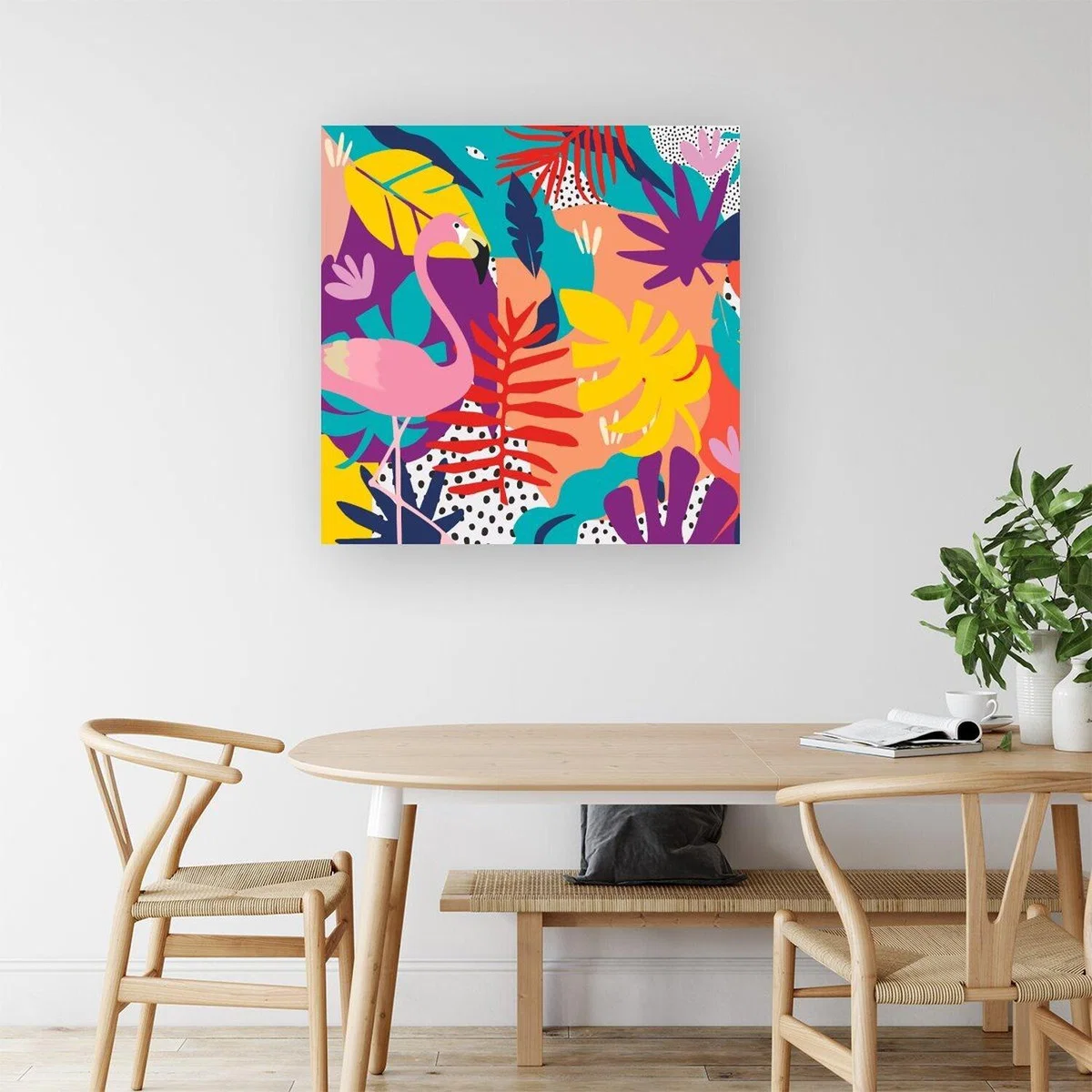 Tropical Flamingoes Canvas Print - Pink / Small – image 1