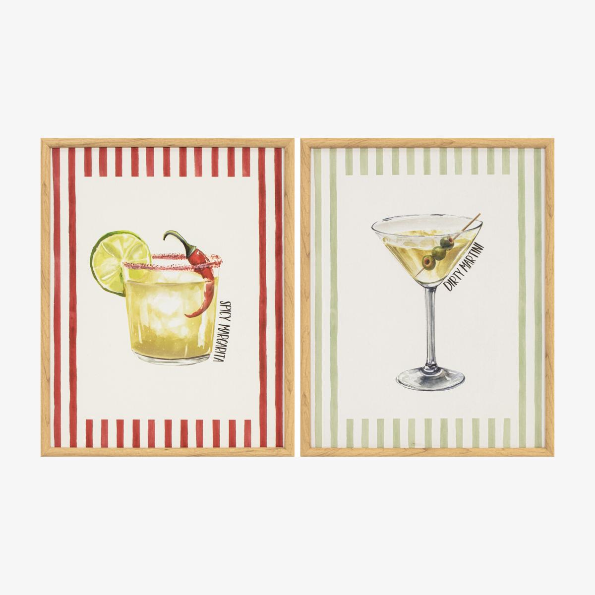 Trendy Striped Cocktail Framed Canvas