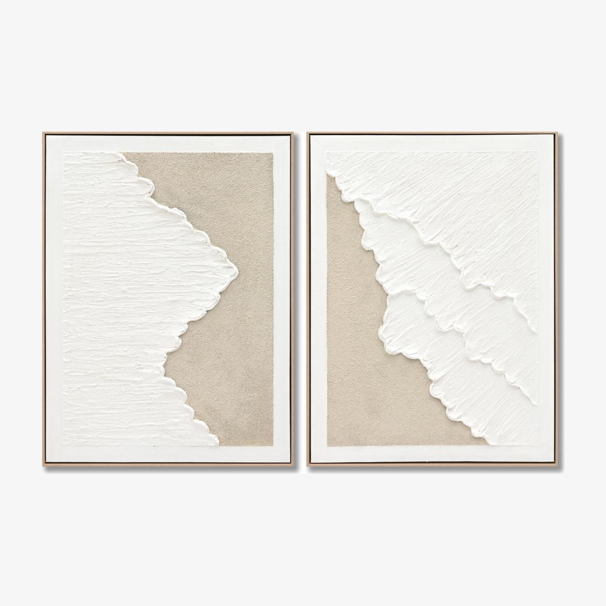 Calming Textured Hand Painted Wave Wall Art - White