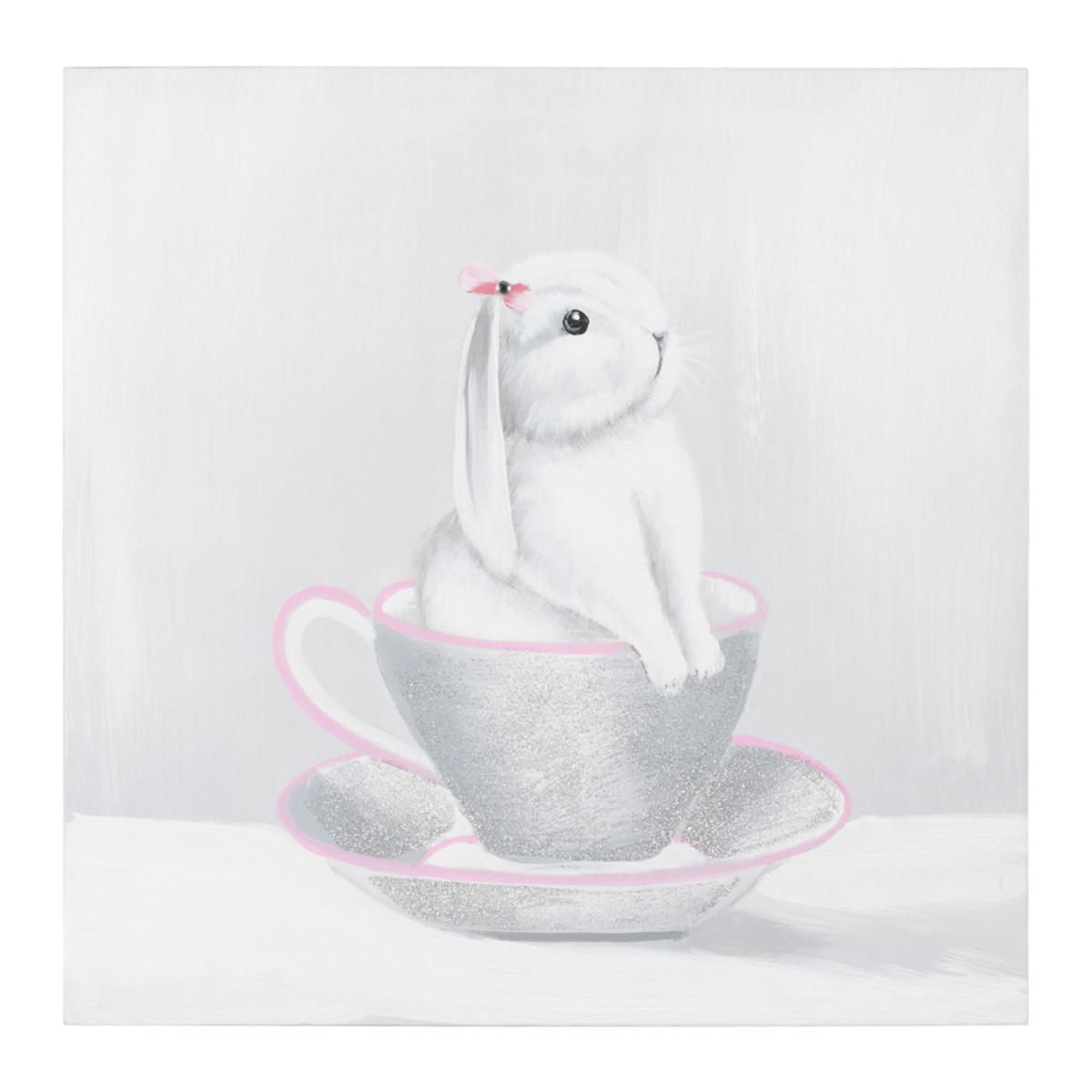 Cute Bunny in a Tea Cup Hand Painted Canvas – image 2