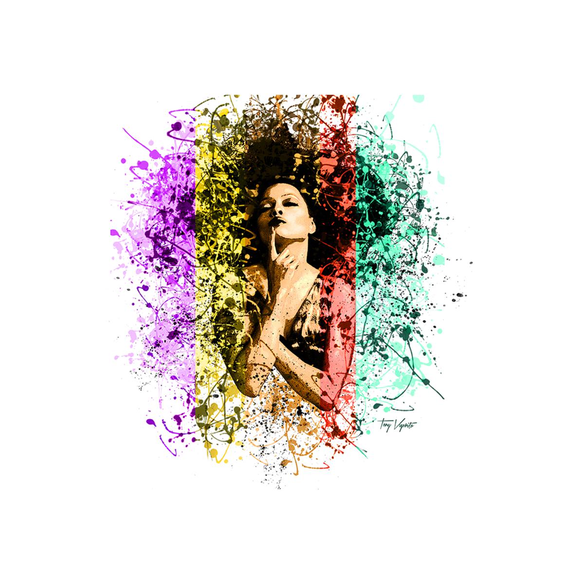Diana Ross Digital Splash Painting - White