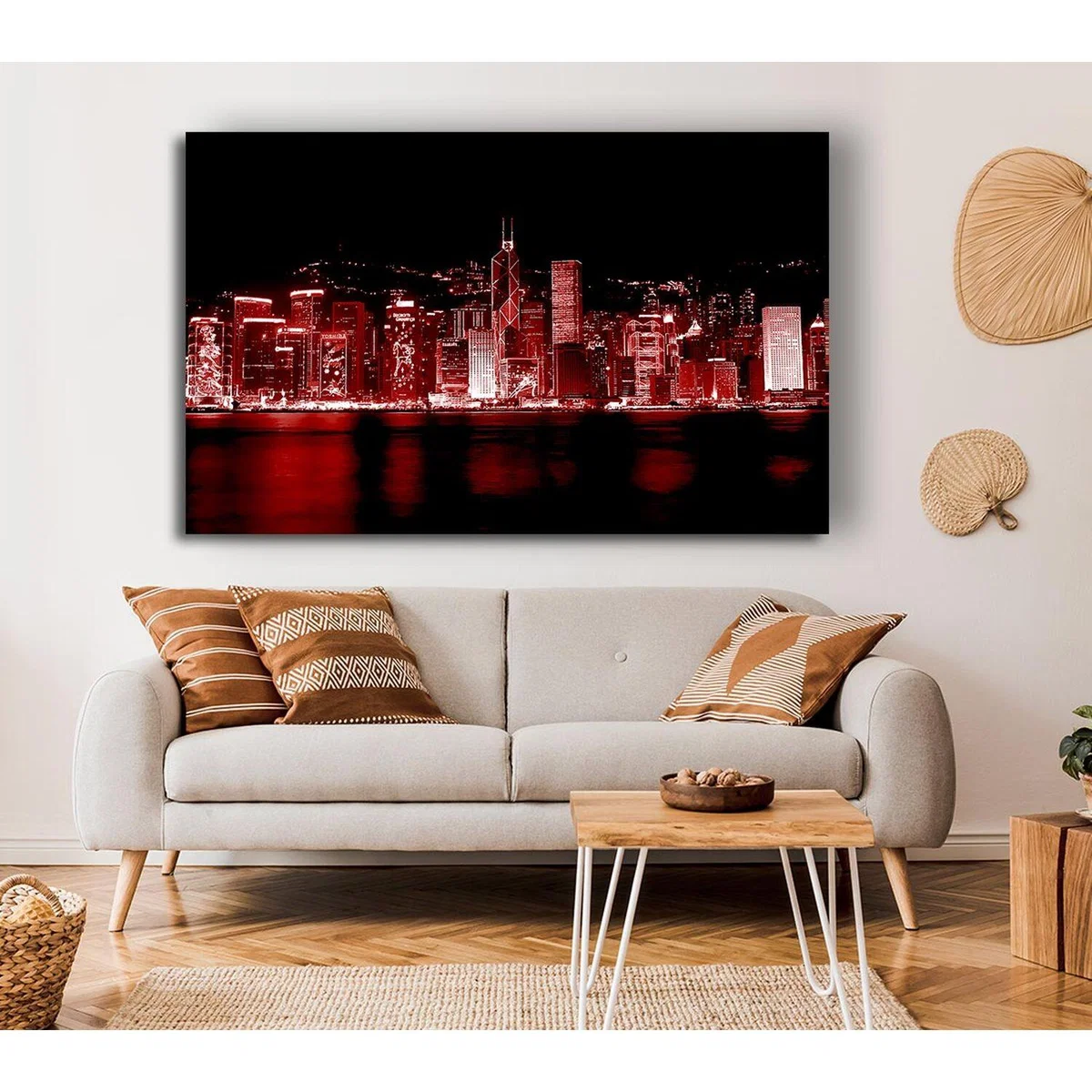 Hong Kong Waters Red Canvas Print Wall Art - Yellow / 50.8cm – image 4