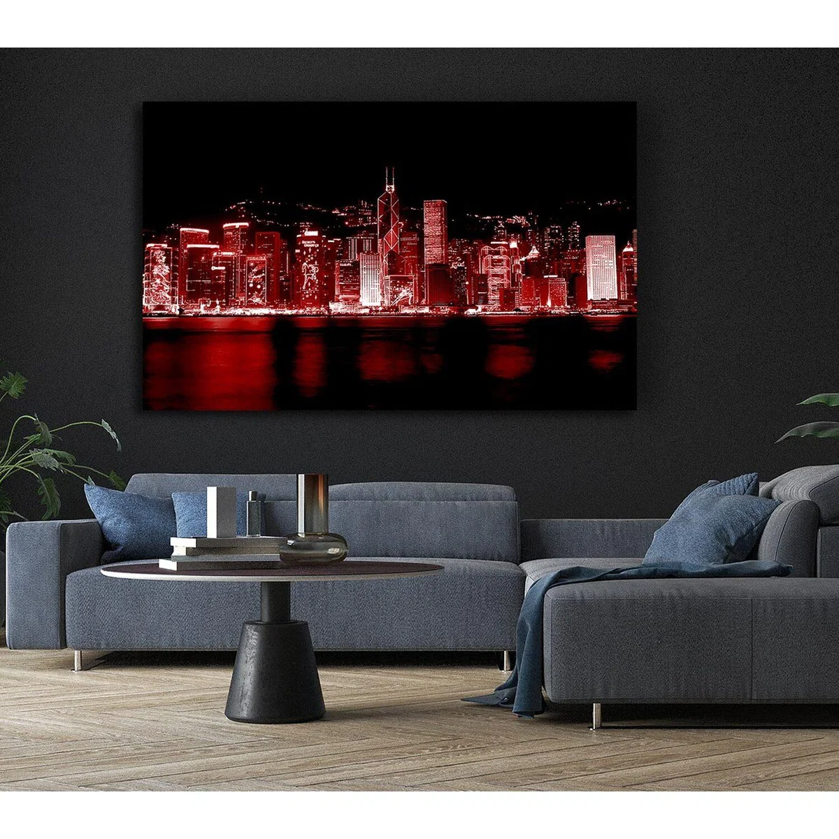 Hong Kong Waters Red Canvas Print Wall Art - Yellow / 50.8cm – image 6