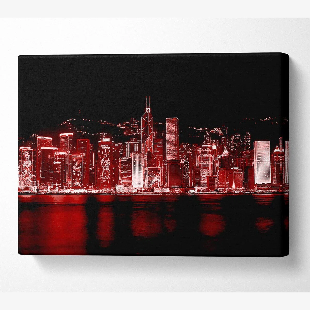 Hong Kong Waters Red Canvas Print Wall Art - Yellow / 50.8cm – image 1