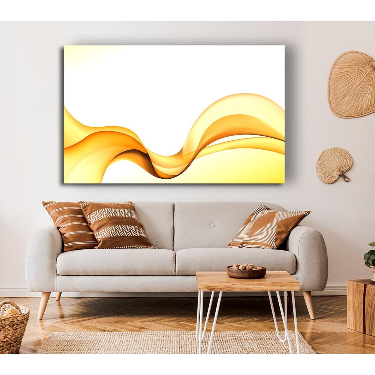 Golden Yellow Wave Canvas Print Wall Art - Yellow / 81.28cm – image 4