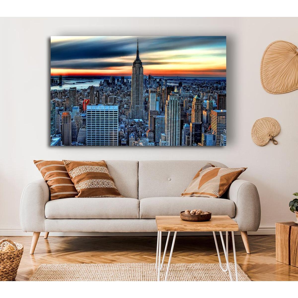 New York City On Top Of The World Canvas Print Wall Art - Yellow / 81.28cm – image 4