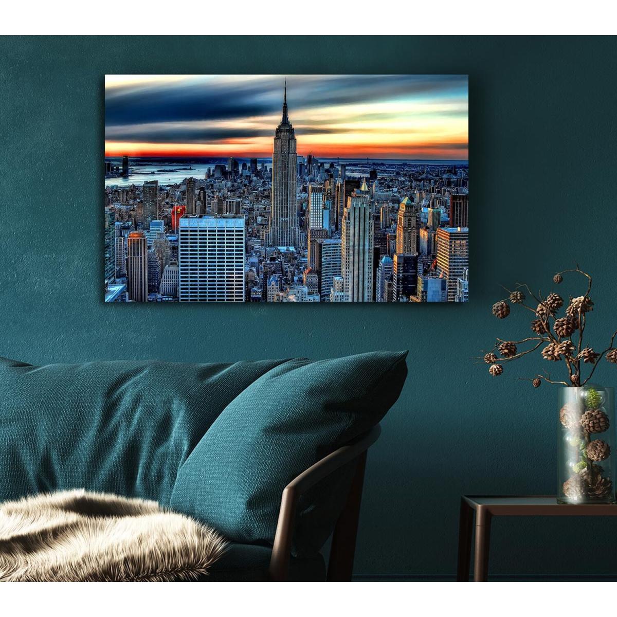 New York City On Top Of The World Canvas Print Wall Art - Yellow / 81.28cm – image 5