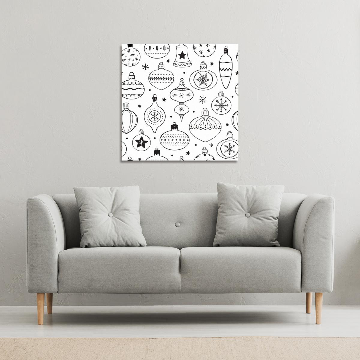 Hand Drawn Christmas Decorations Gallery Canvas - White / 101cm