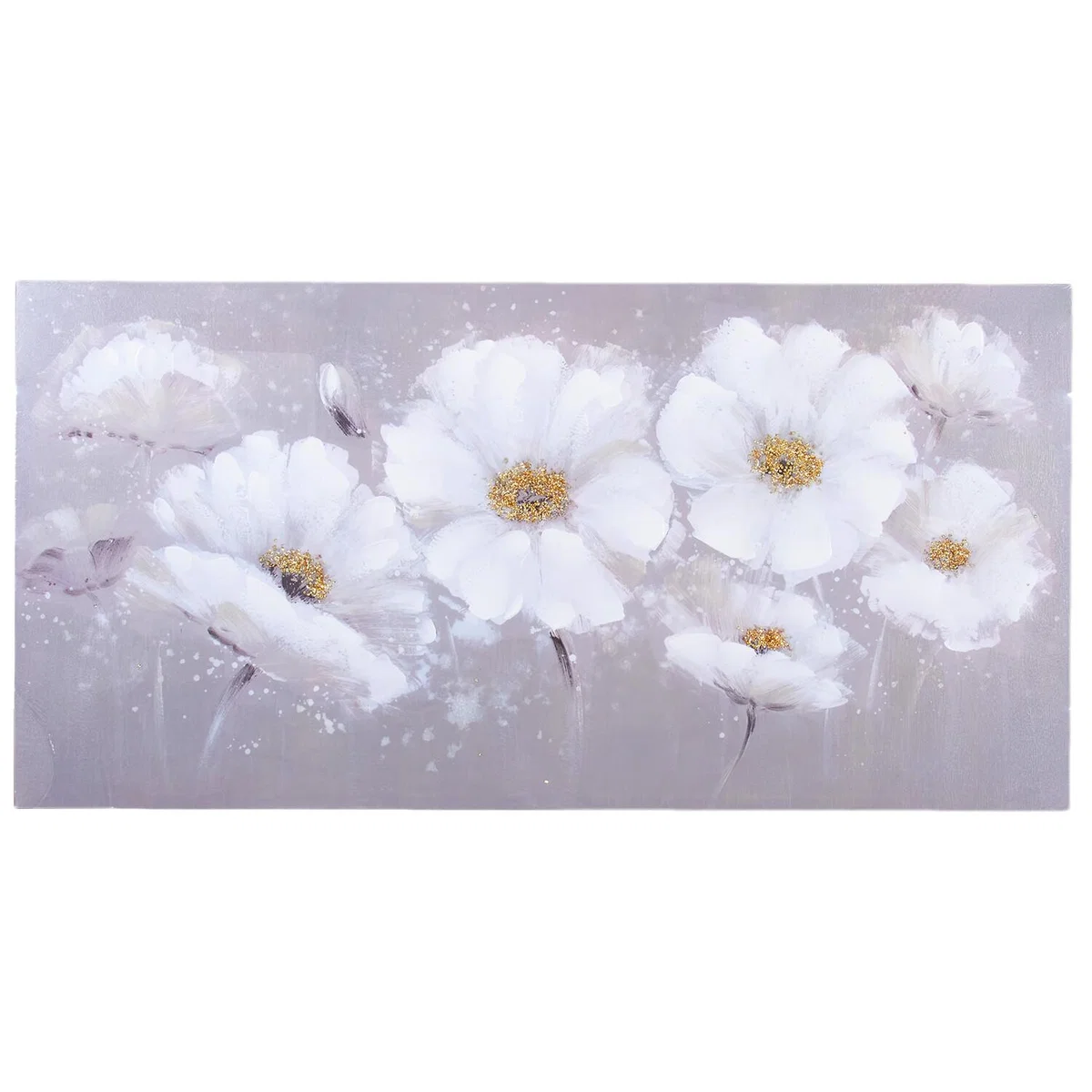 Taupe and White Sparkle Flower Canvas – image 2