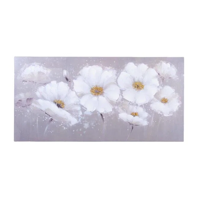 Taupe and White Sparkle Flower Canvas – image 1