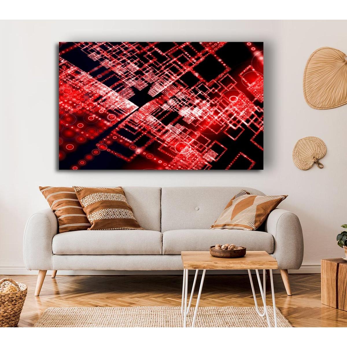 Red City Blocks Canvas Print Wall Art - Yellow / 66.04cm – image 3
