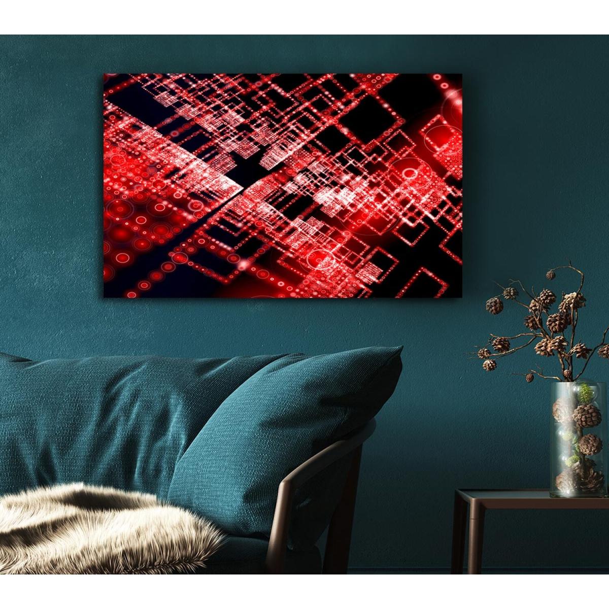 Red City Blocks Canvas Print Wall Art - Yellow / 66.04cm – image 4