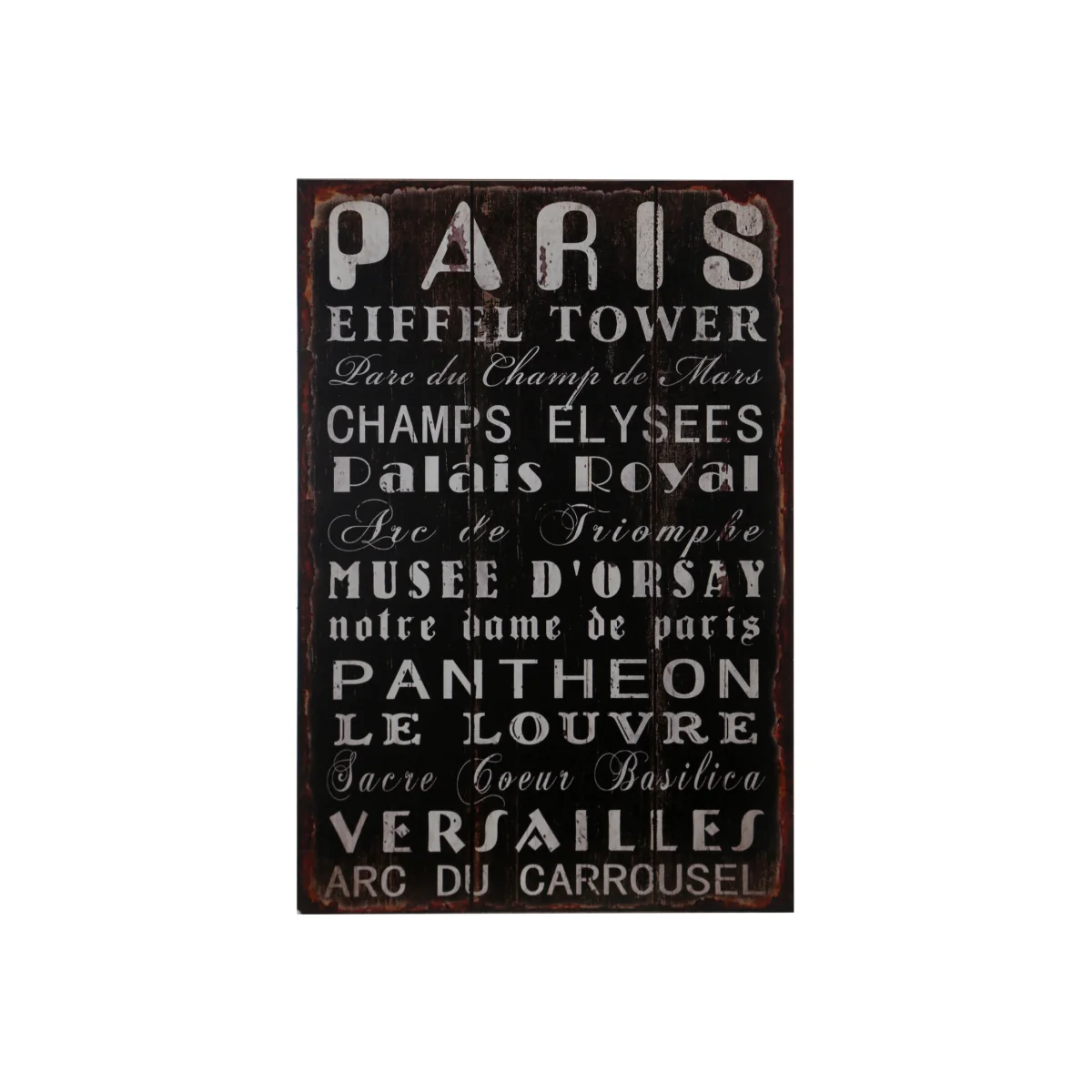 Madera Distressed Finish Paris Wall Plaque - Assorted
