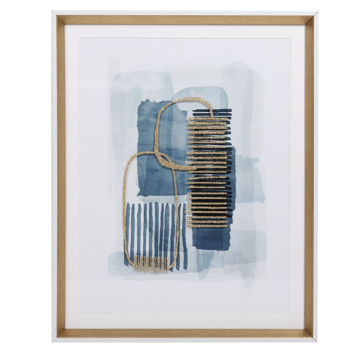 Blue Abstract Glittered Framed Art – image 2