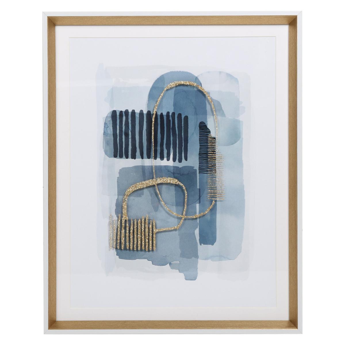 Blue Abstract Glittered Framed Art – image 3