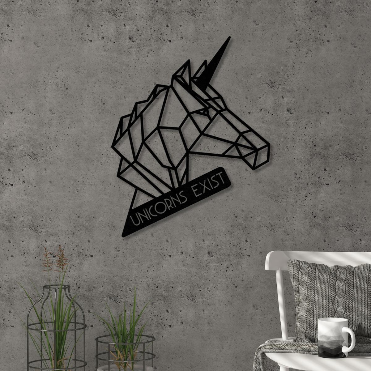 Unicorn Wall Art Metal Decorative Object - Black - Black – image 1