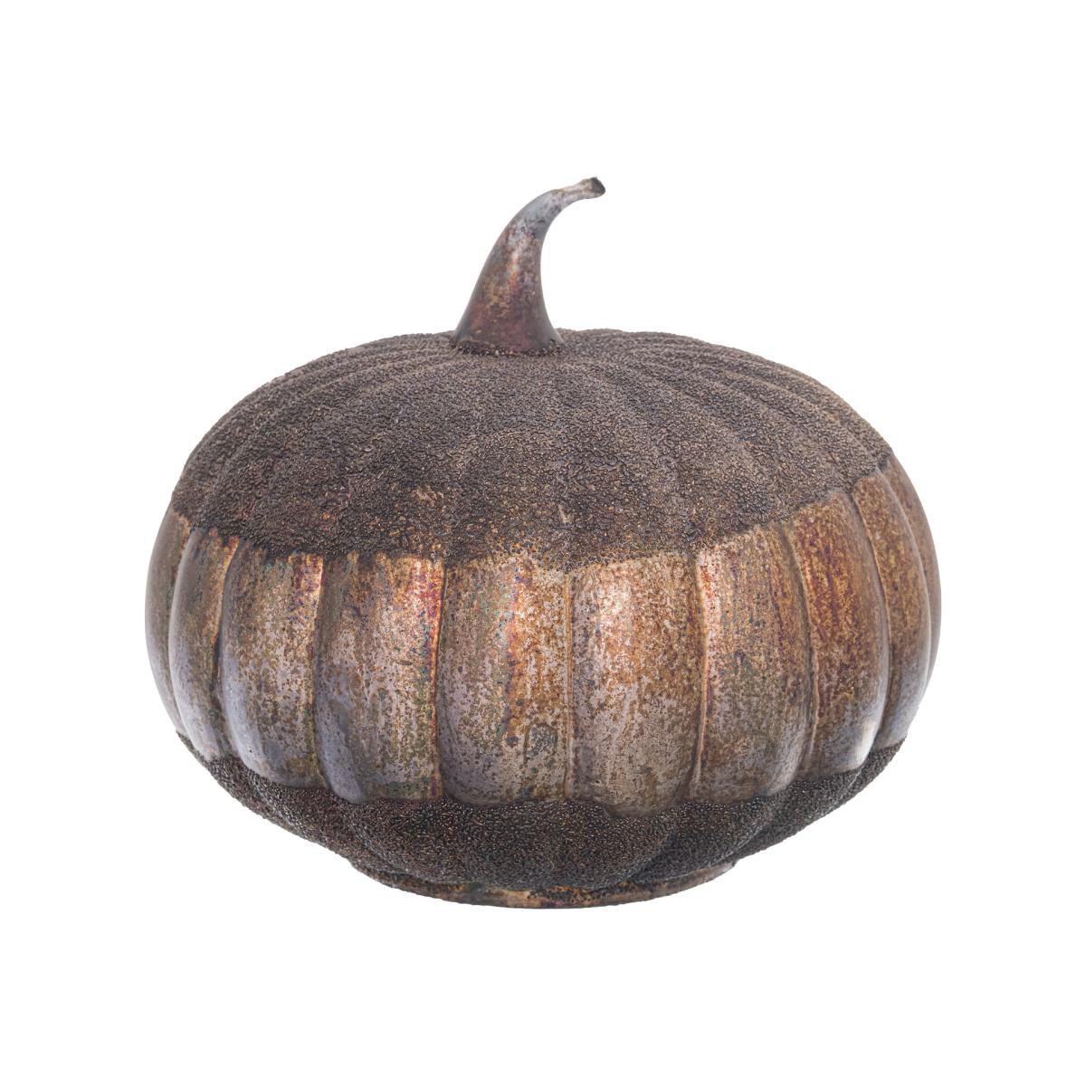 Large Burnished Decorative Pumpkin Autumn Decor - Brown – image 1