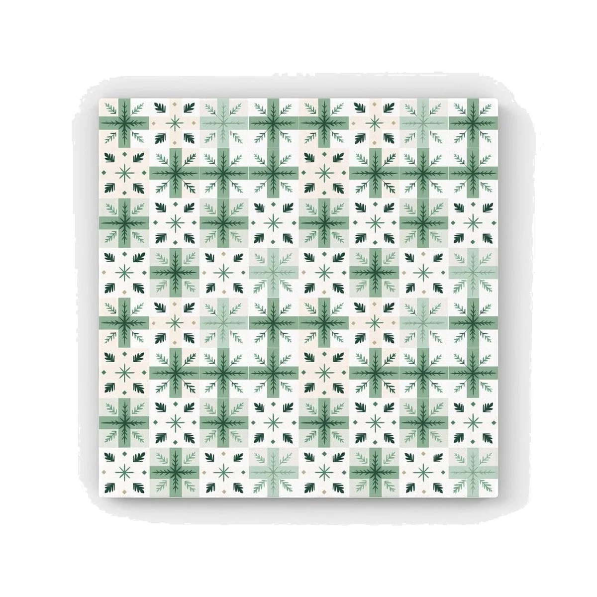 Christmas Quilting Squares, Geometric HD Metal Print - Green / 56cm