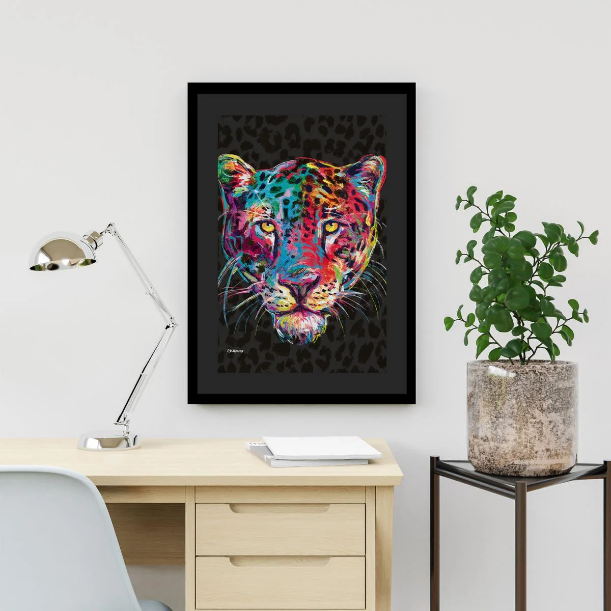Adrian the Leopard Framed Wall Art - Black / 73.5cm – image 3