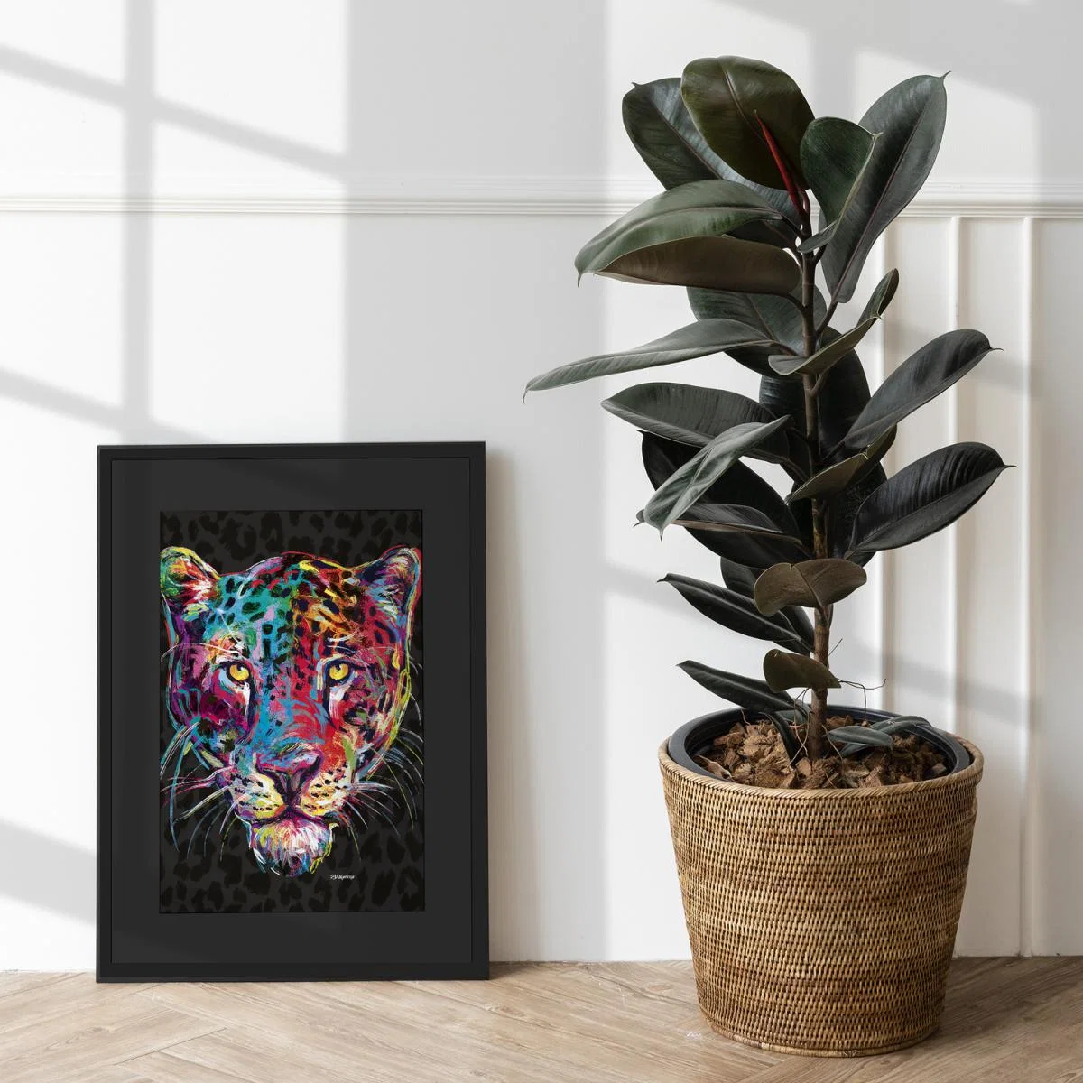 Adrian the Leopard Framed Wall Art - Black / 73.5cm – image 1