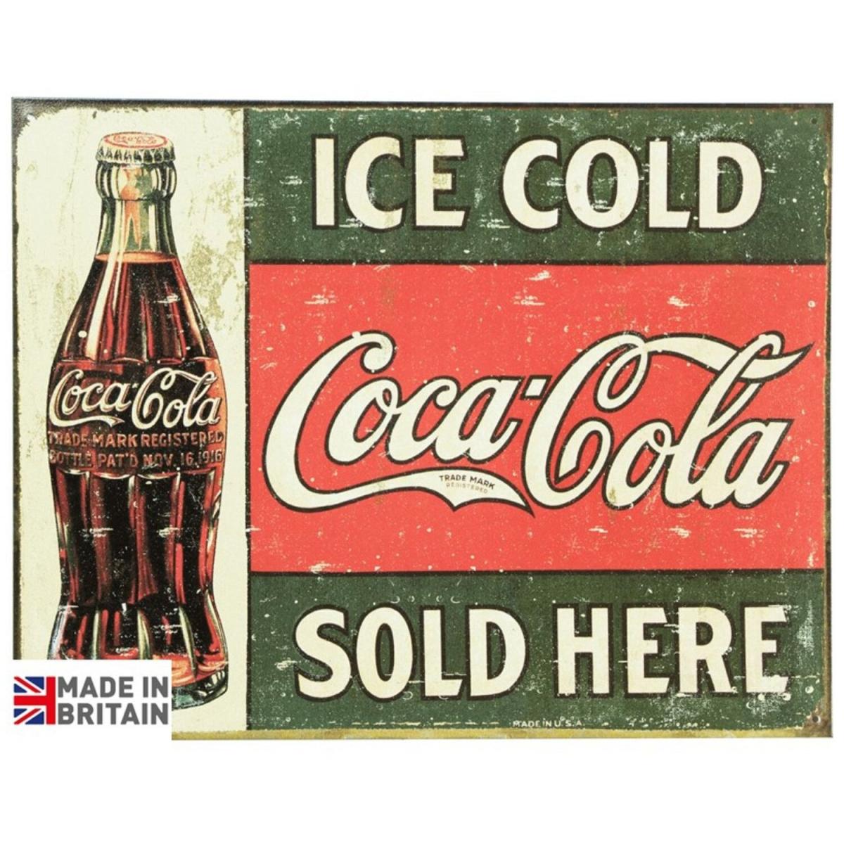 Large Metal Sign Ice Cold Coca Cola - Multi – image 2