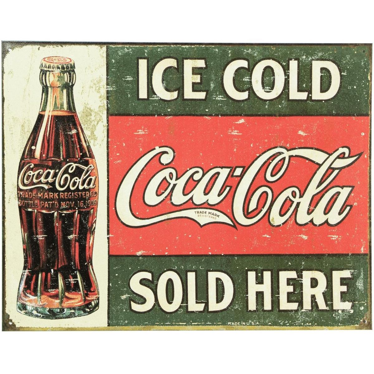 Large Metal Sign Ice Cold Coca Cola - Multi – image 4