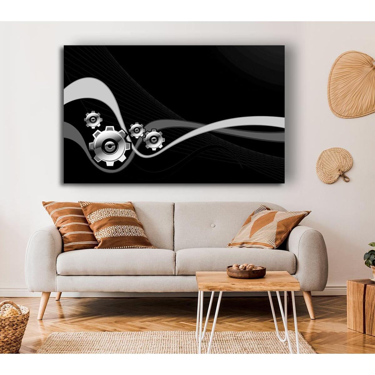 Silver Cogs Of Time Canvas Print Wall Art - Yellow / 50.8cm – image 4