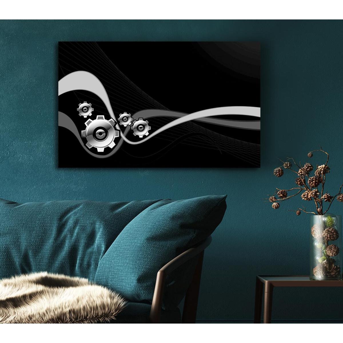 Silver Cogs Of Time Canvas Print Wall Art - Yellow / 50.8cm – image 5