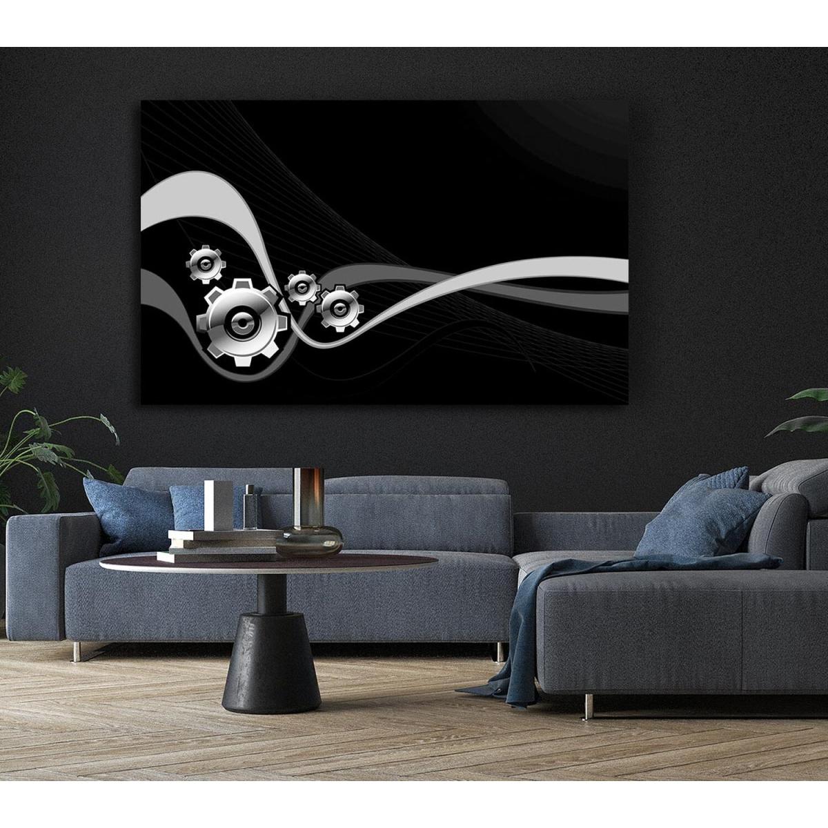 Silver Cogs Of Time Canvas Print Wall Art - Yellow / 50.8cm – image 6
