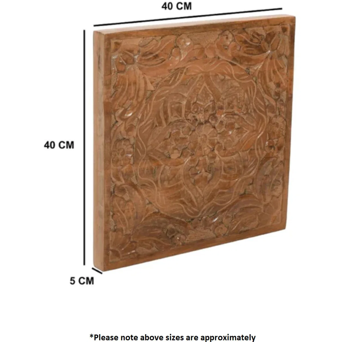 Carved Mango Wood Wall Art - Brown – image 4