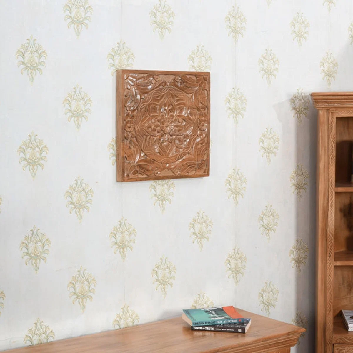 Carved Mango Wood Wall Art - Brown – image 1