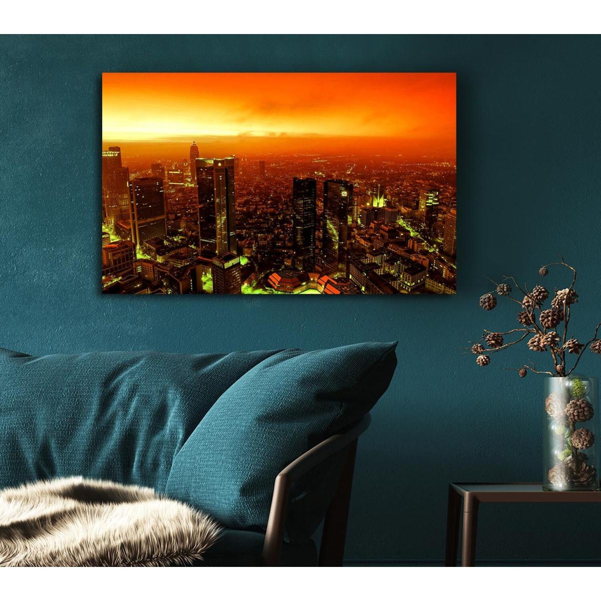 Orange Misty City Canvas Print Wall Art - Yellow / 81.28cm – image 4