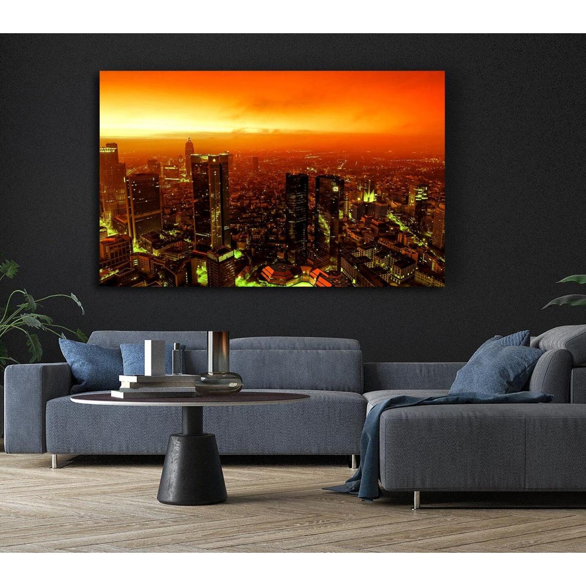 Orange Misty City Canvas Print Wall Art - Yellow / 81.28cm – image 5