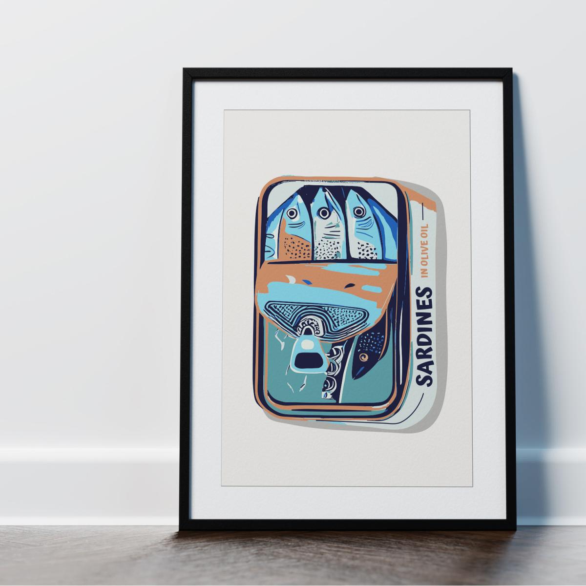 Sardines in a Tin Bright Kitchen Framed Wall Art Print - White – image 2