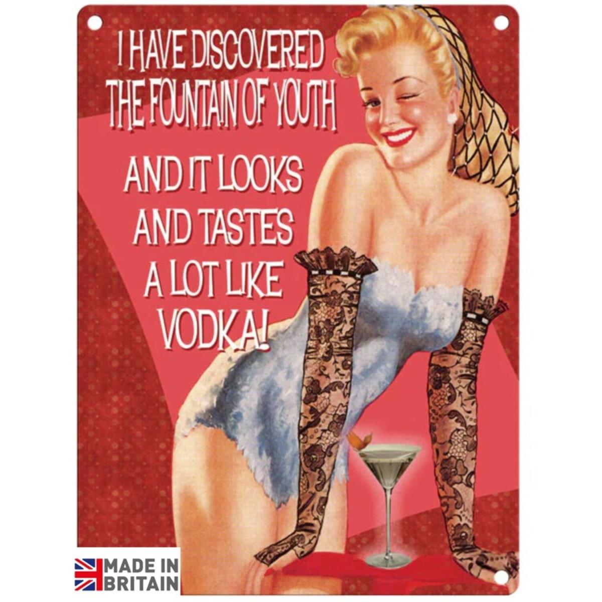 Small Metal Sign Funny Fountain of Youth - Red – image 2