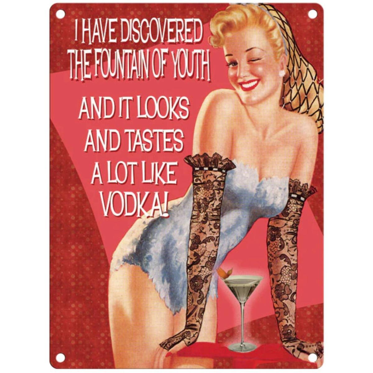 Small Metal Sign Funny Fountain of Youth - Red – image 4