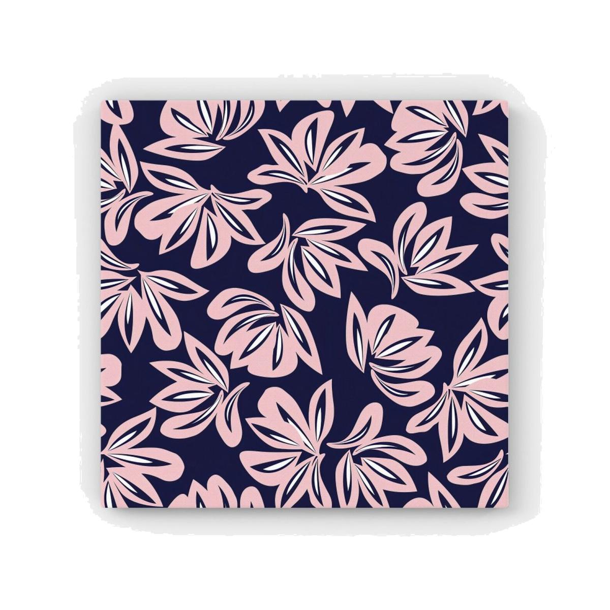 Pink Navy Floral Botanical Pattern HD Metal Print - Pink / 30cm