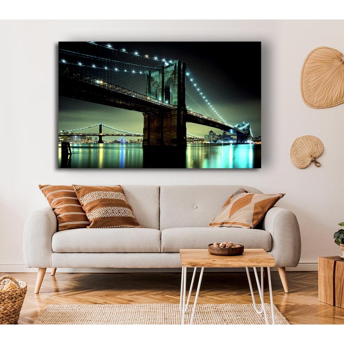 Brooklyn Bridge Nyc Canvas Print Wall Art - Yellow / 50.8cm – image 4