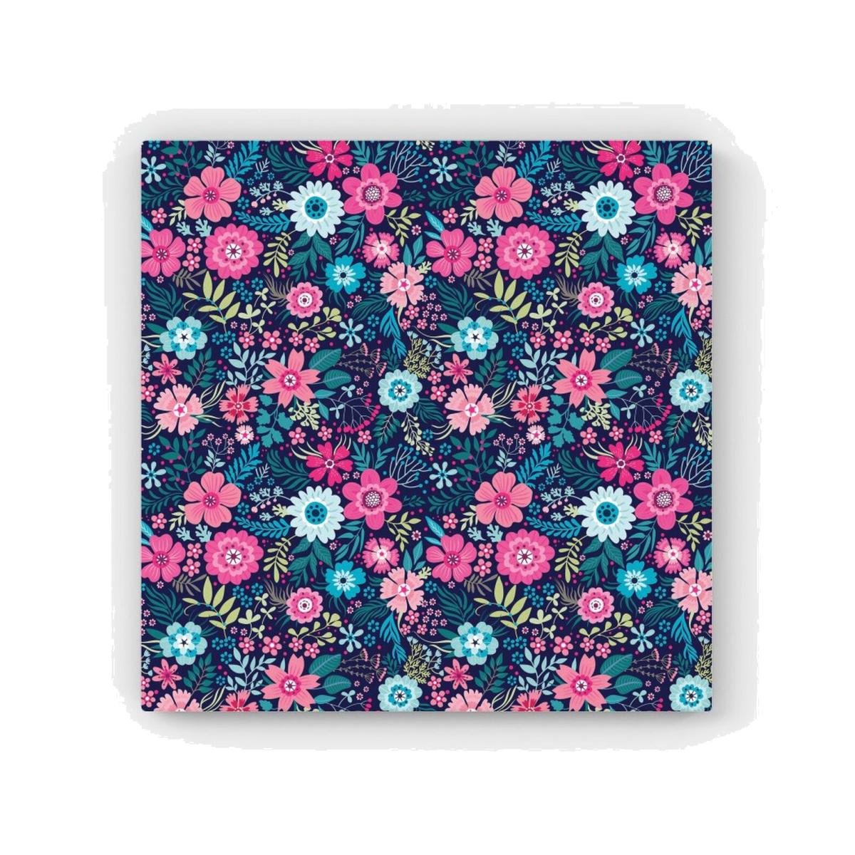 Cute Colourful Flower Pattern HD Metal Print - Blue / 40cm