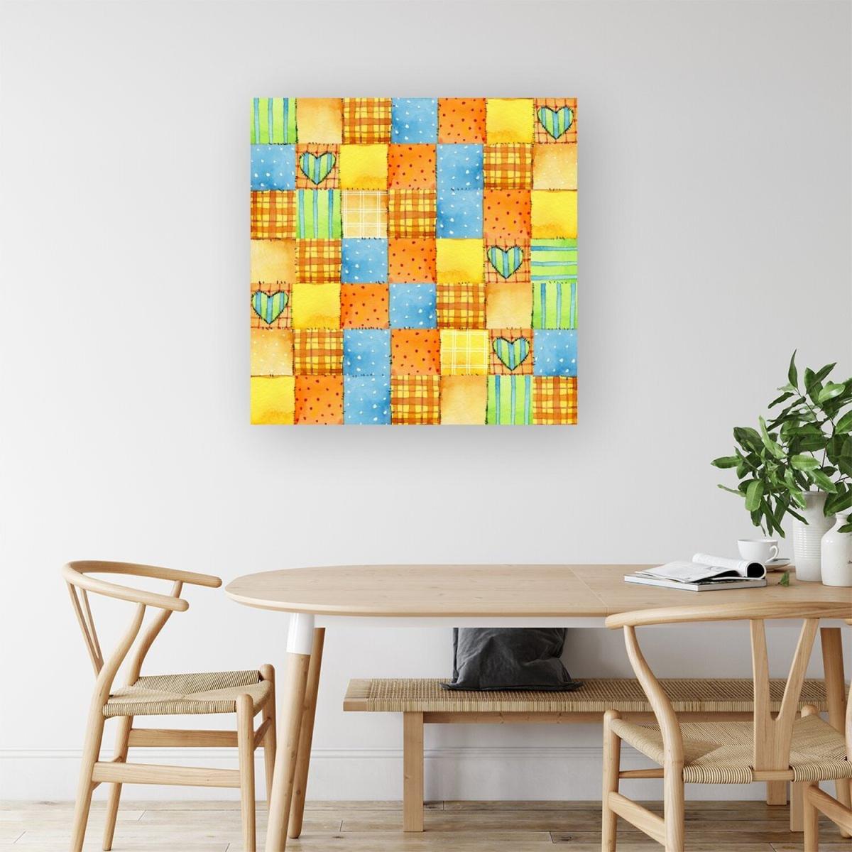 Baby Watercolour Blanket Pattern Canvas Print - Orange / Small – image 2